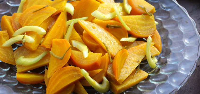 Golden Beet and Celery Salad with Pickled Peppers