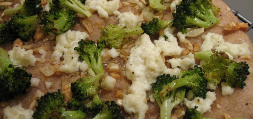 Broccoli, Ricotta and Golden Garlic Pizza