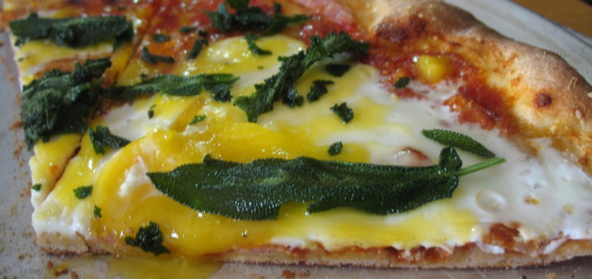 Pancetta, Egg and Fried Sage Pizza (at Pizza a Casa with Mark Bello)
