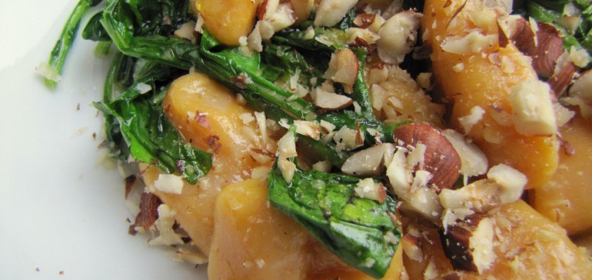 Sweet Potato Gnocchi with Arugula and Hazelnuts