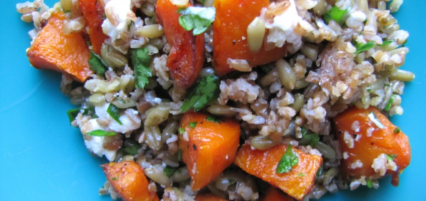 Bulgur and Freekeh Pilaf with Roasted Butternut Squash