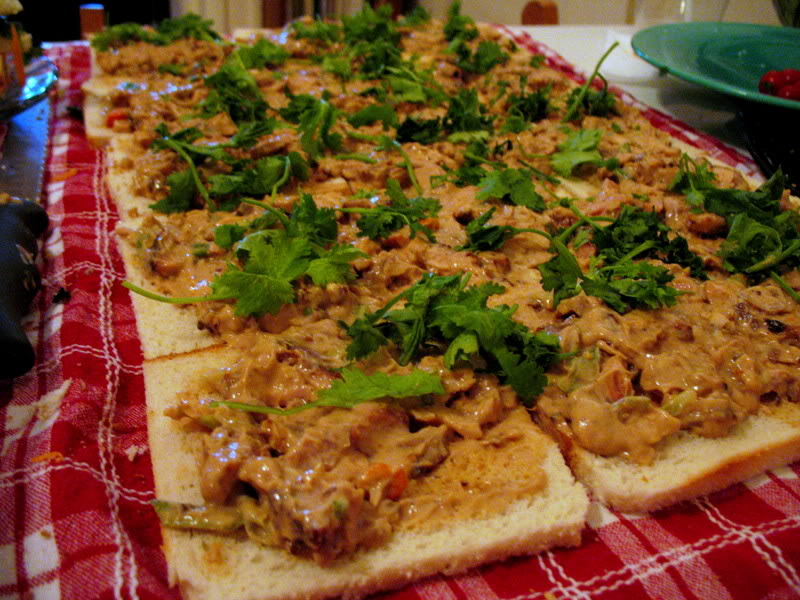 Chicken Satay Tea Sandwiches (for a rather large picnic)