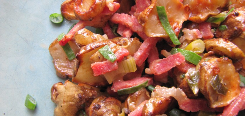 German Sunchoke Salad with Bacon & Scallions