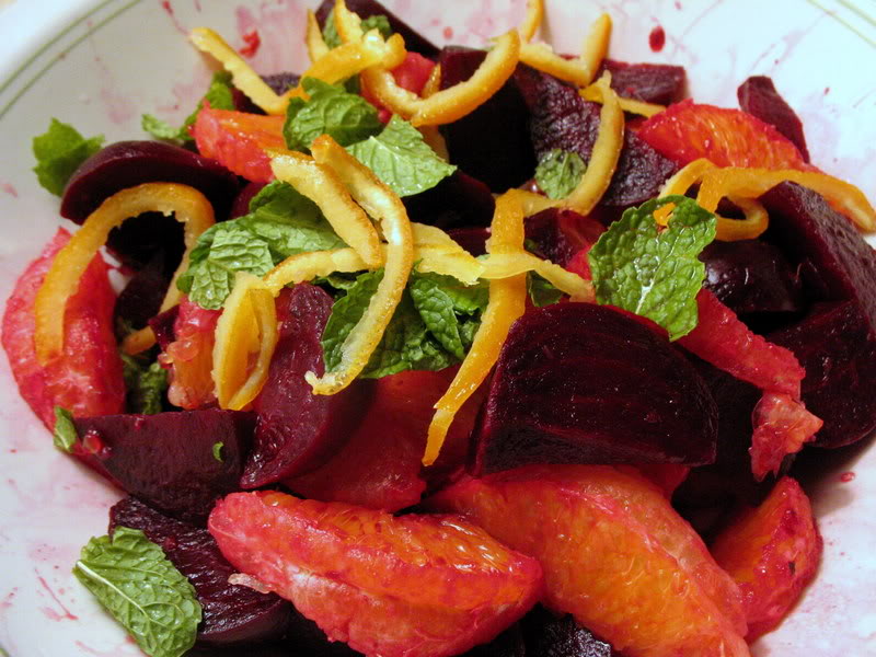 Roasted Beet and Orange Salad with Candied Orange Peel and Mint