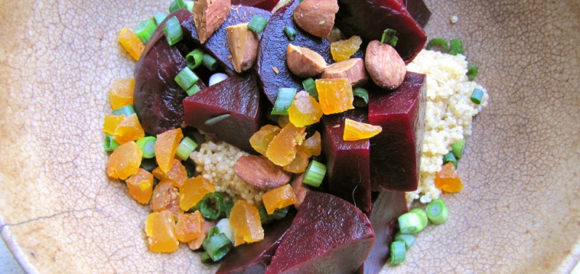 Roasted Beet & Quinoa Salad with Dried Apricots and Almonds