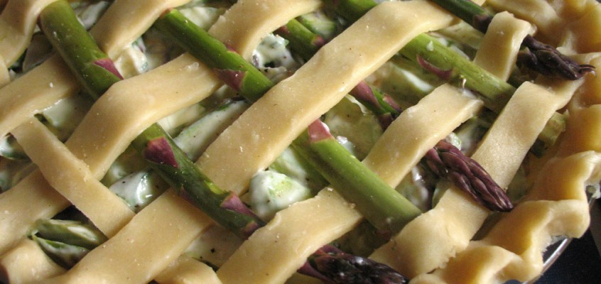 Savory Asparagus Pie with Goat Cheese and Creme Fraiche