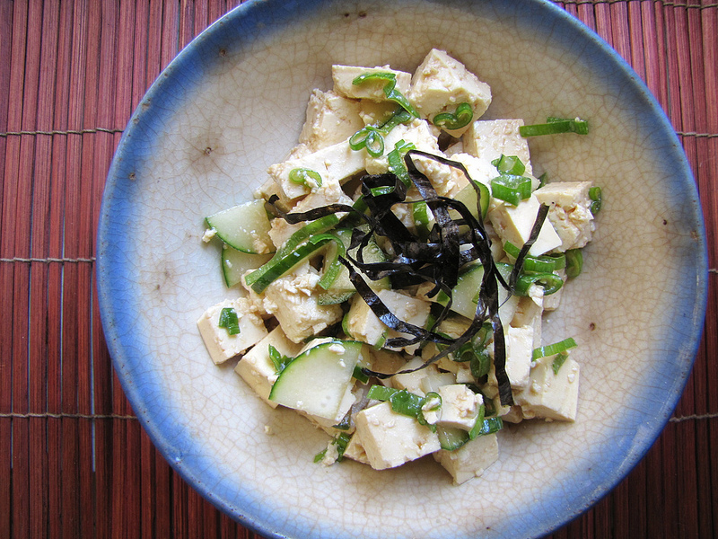 Tofu Salad with Cucumbers, Scallions & Nori