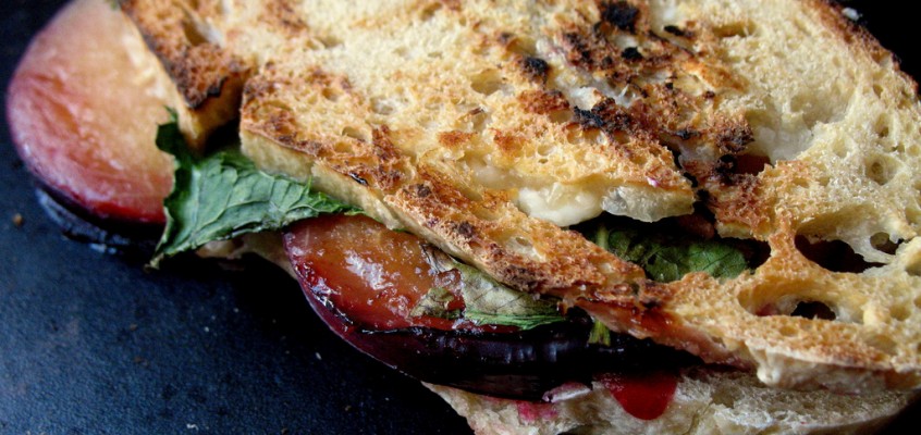 Plum, Feta and Fresh Mint Panini
