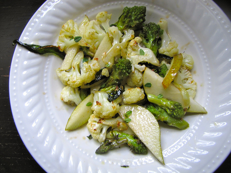 Roasted Cauliflower and Romanesco Salad with Pears and Maple Vinaigrette