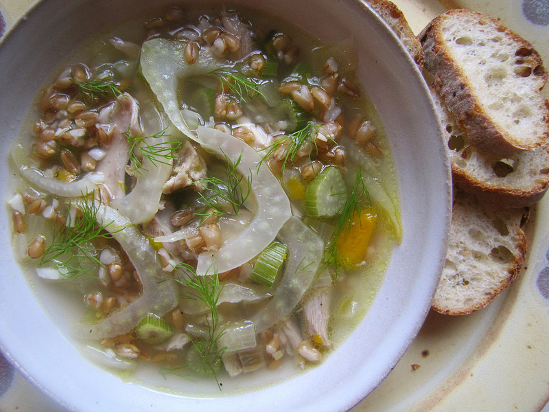 Chicken Soup with Fennel and Farro