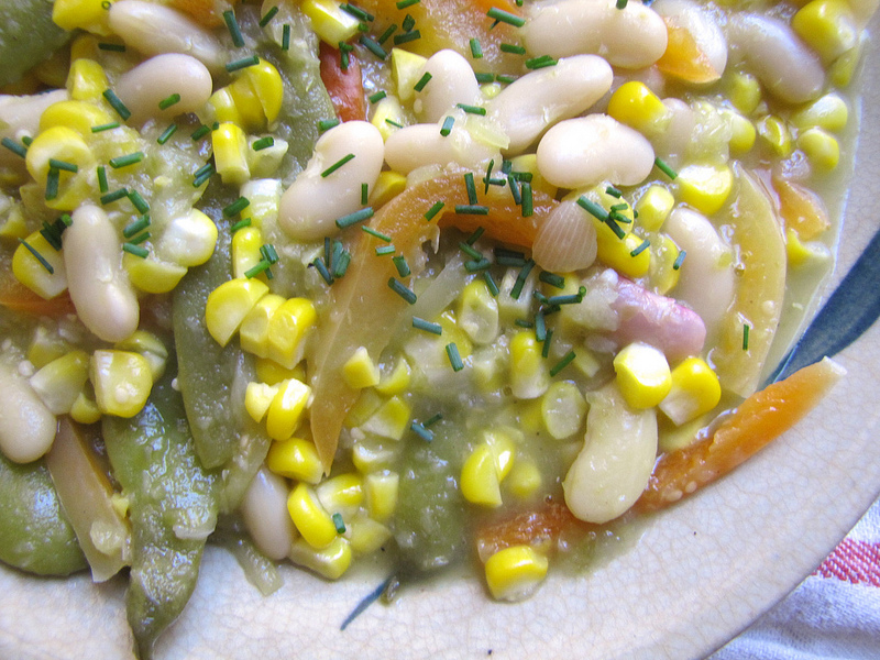 Summer Succotash with Tomatillo Sauce